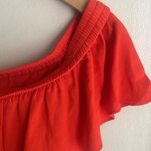 Veronica Beard Oleta Ruffled Off-the-Shoulder Dress Red - Picture 4 of 16